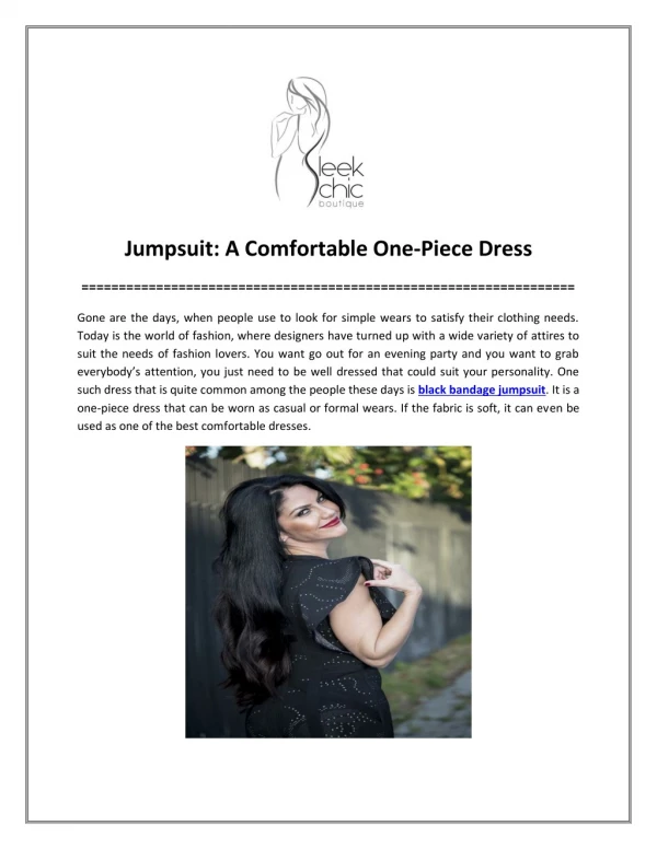 Jumpsuit: A Comfortable One-Piece Dress