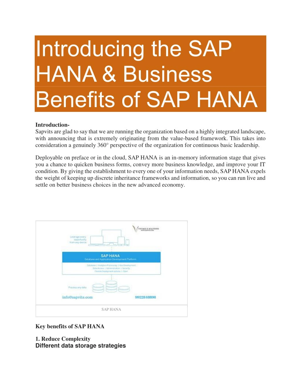 introducing the sap hana business benefits