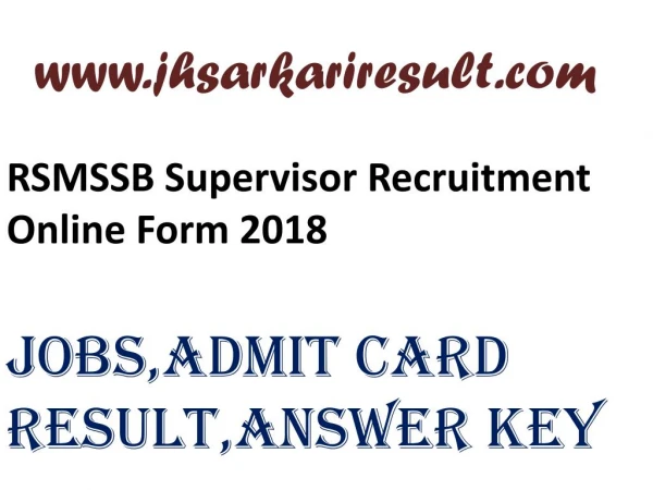 2018 RSMSSB Supervisor Online Form