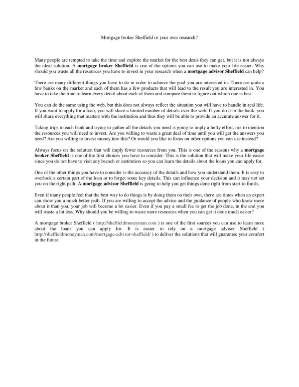 mortgage broker sheffield or your own research