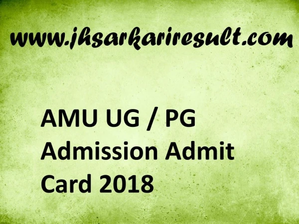 2018 AMU Admit Card