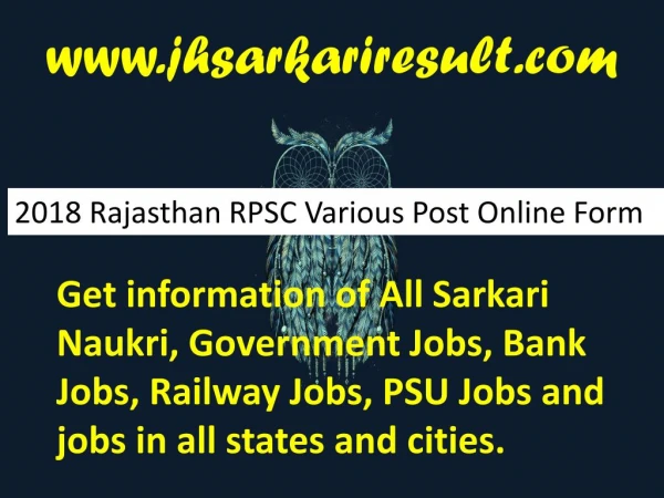 2018 Rajasthan RPSC Various Post Online Form