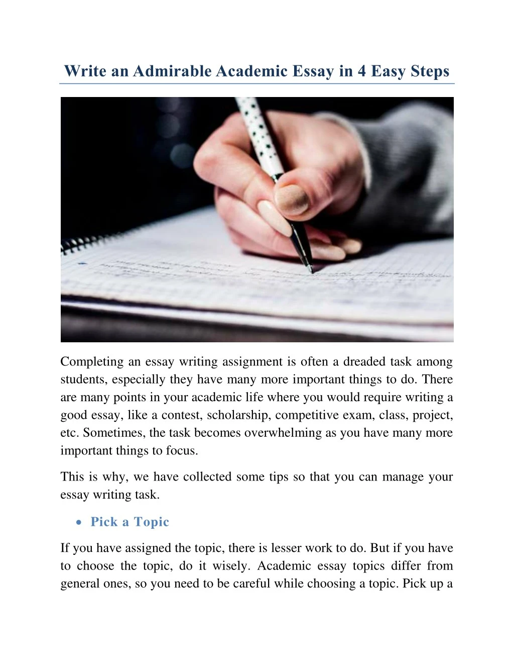 write an admirable academic essay in 4 easy steps