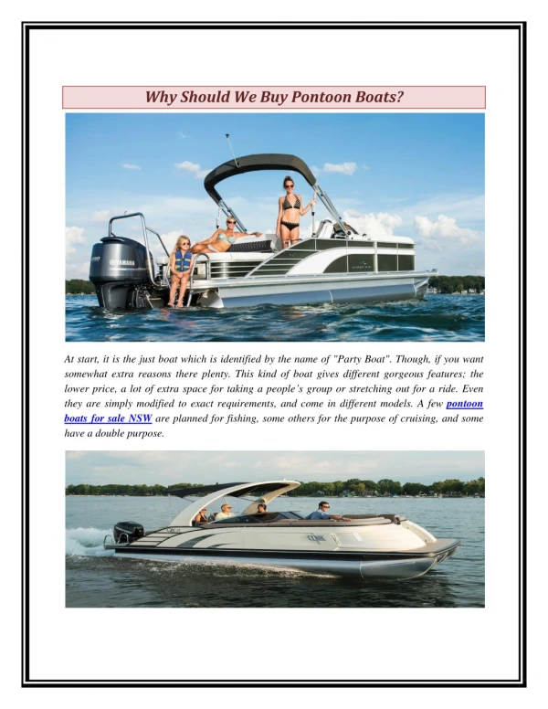 Why Should We Buy Pontoon Boats