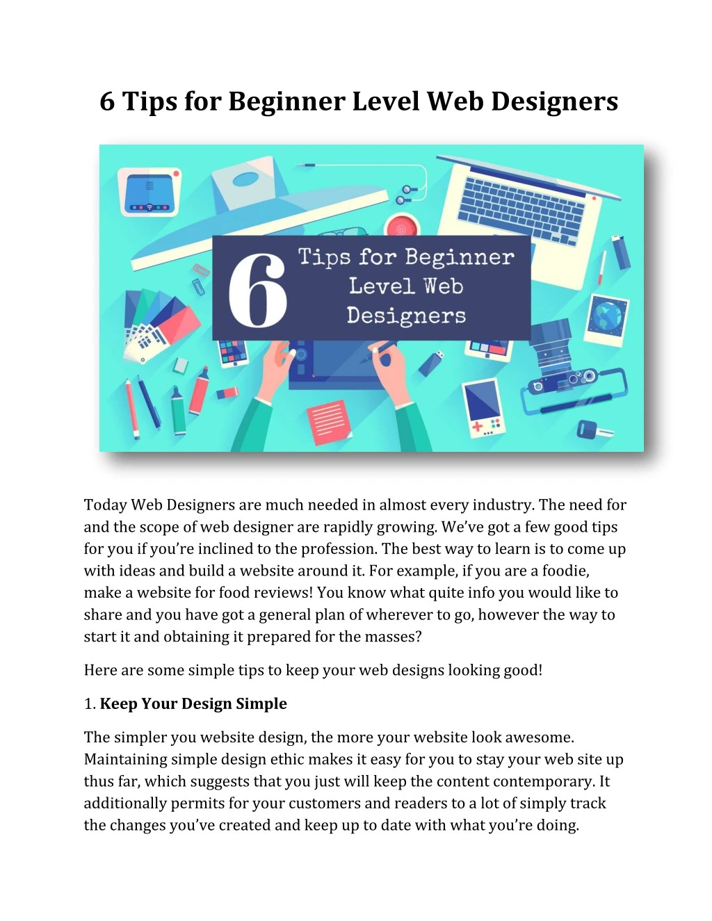 6 tips for beginner level web designers