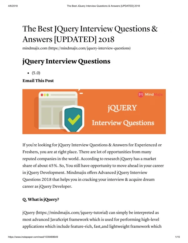 Advanced JQuery Interview Questions