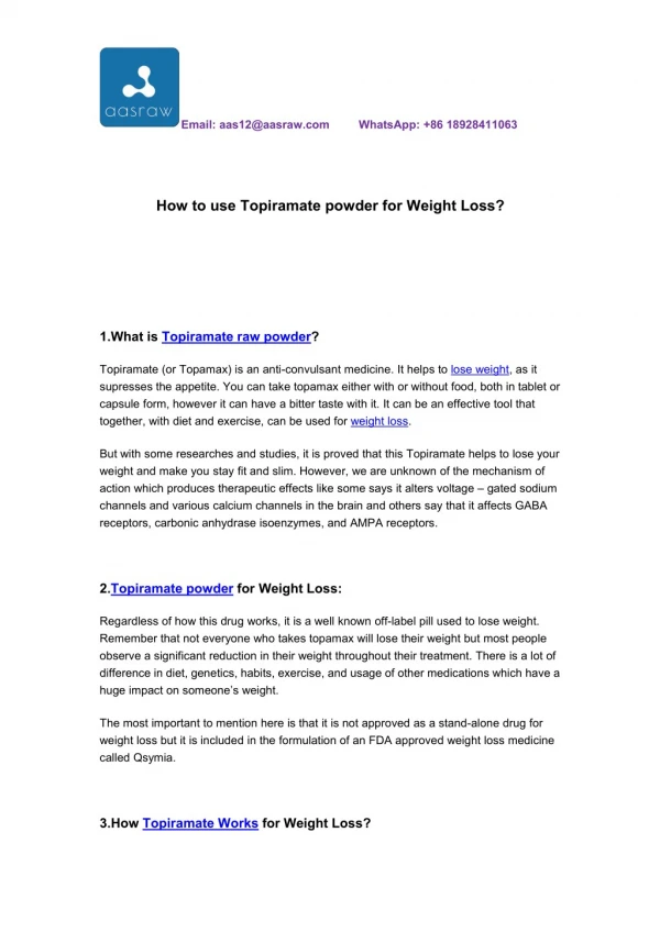 How to use Topiramate powder for Weight Loss?