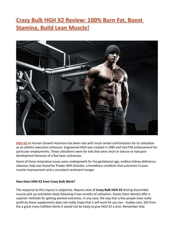 Crazy Bulk HGH X2 Review: 100% Burn Fat, Boost Stamina, Build Lean Muscle!