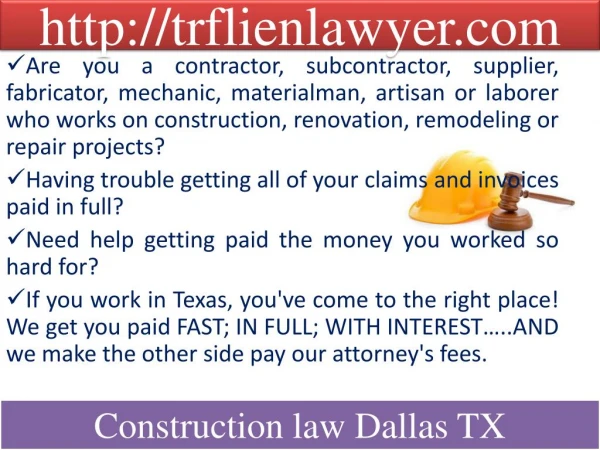 Construction law Dallas TX, Construction law Fort Worth TX