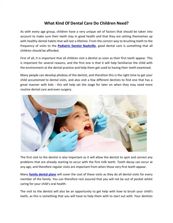 What Kind Of Dental Care Do Children Need