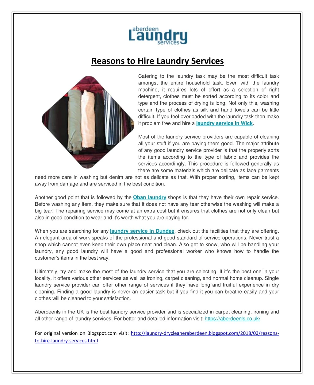 reasons to hire laundry services
