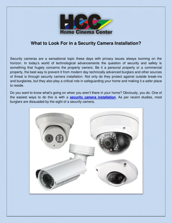 What to Look For in a Security Camera Installation?