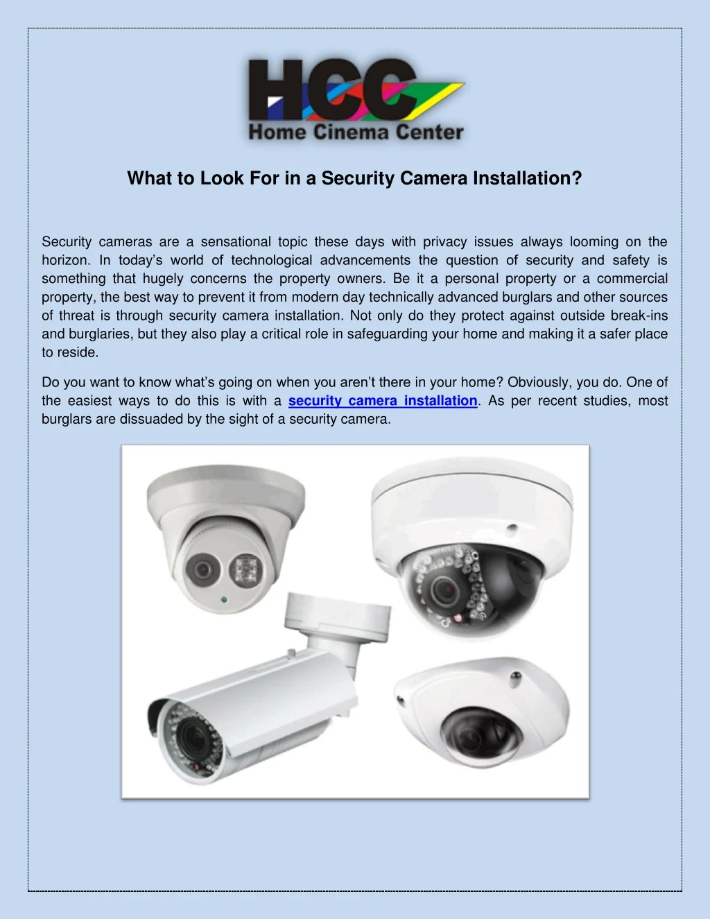 what to look for in a security camera installation