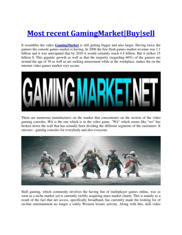 Gaming Market - Sell and Buy Gaming Goods Safely