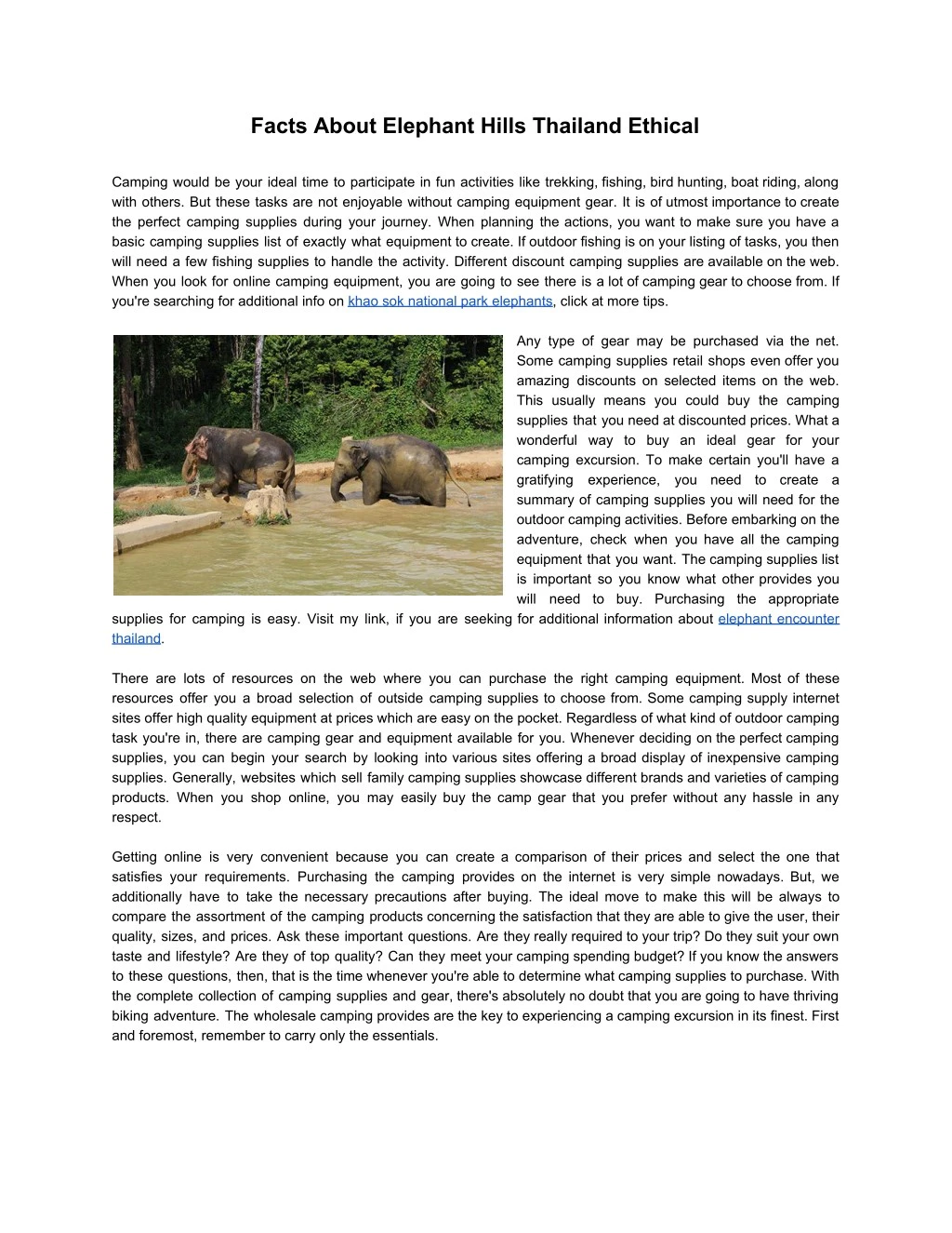 facts about elephant hills thailand ethical