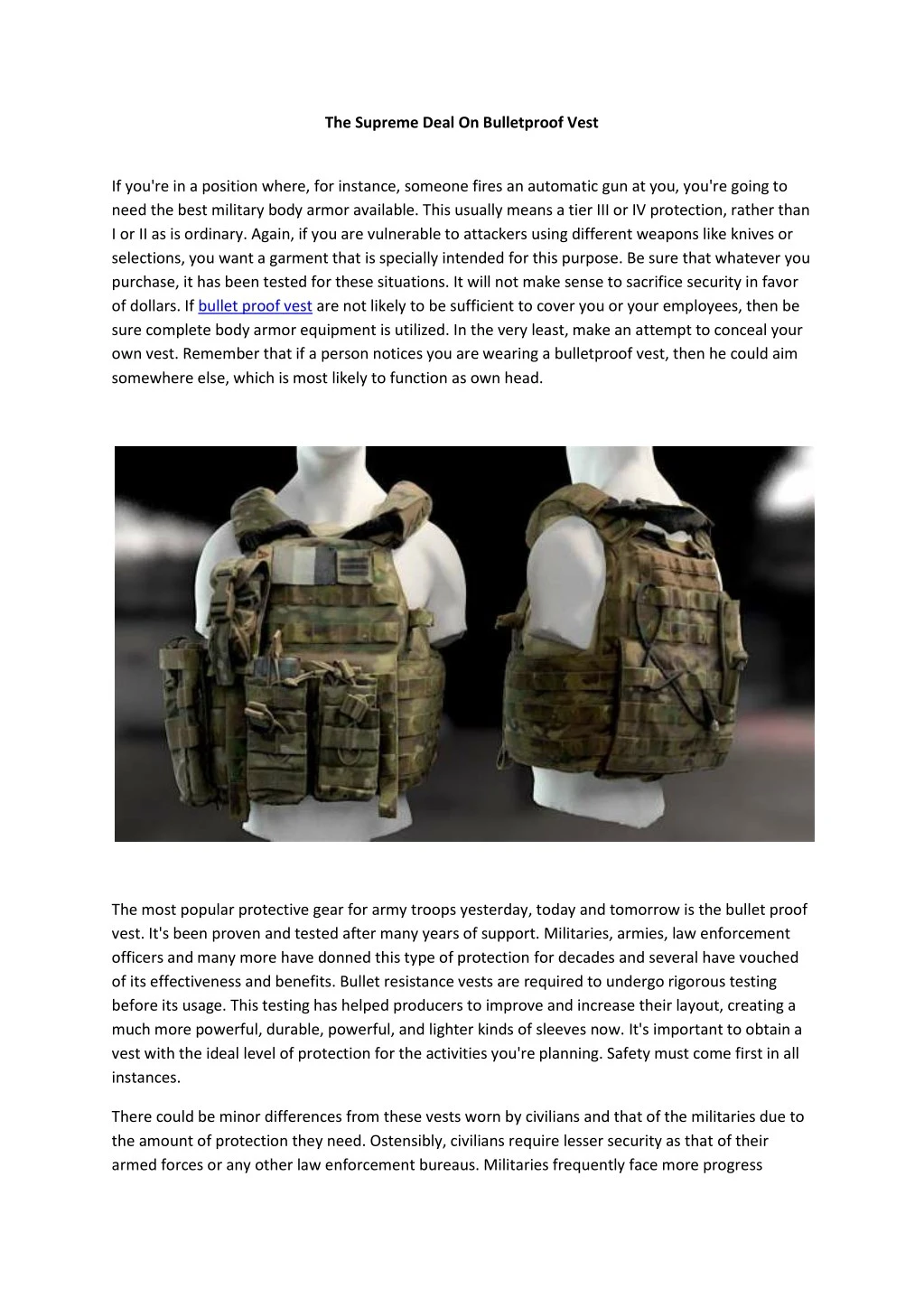 the supreme deal on bulletproof vest