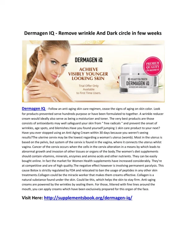 Dermagen IQ - Remove wrinkle And Dark circle in few weeks- Remove wrinkle And Dark circle in few weeks