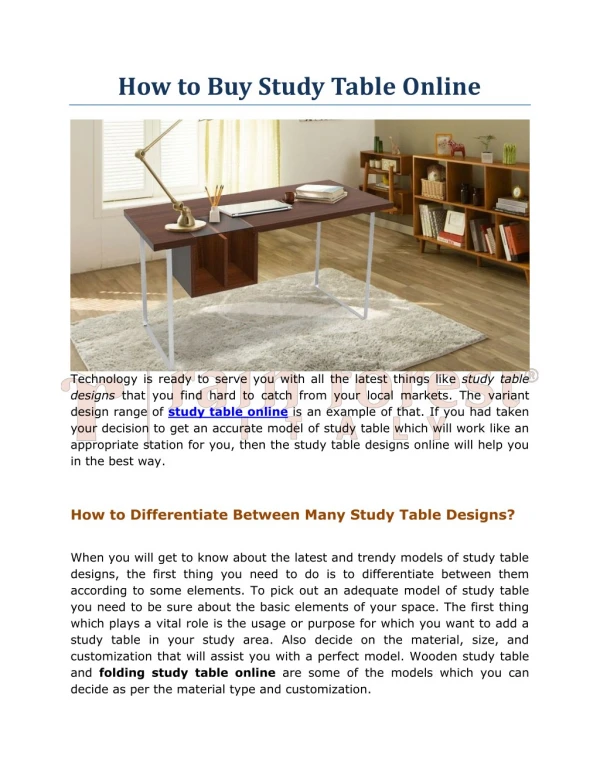 How to Buy Study Table Online