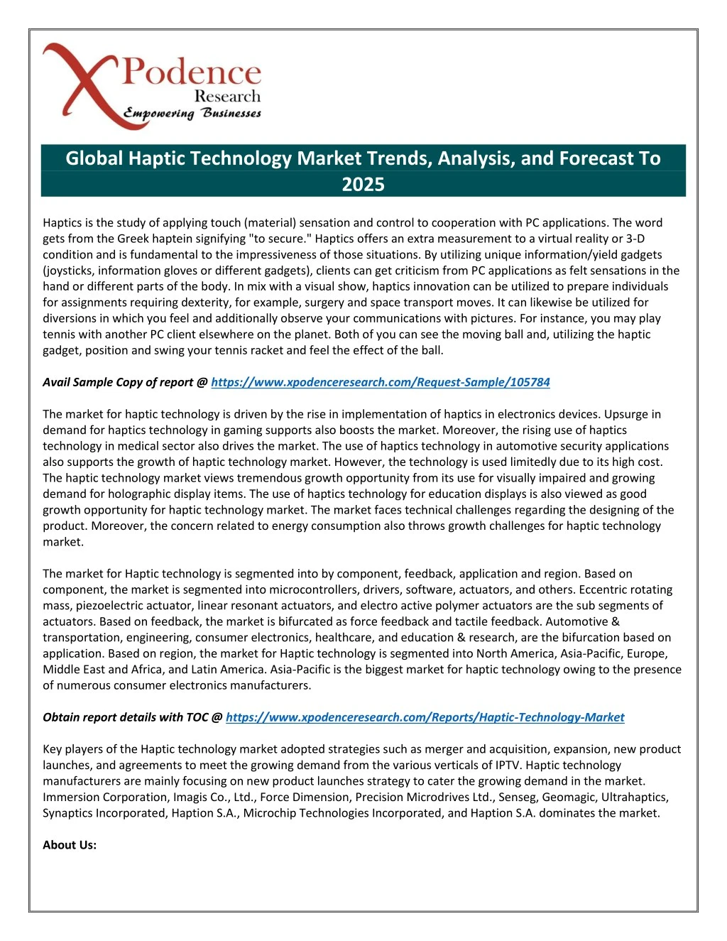 global haptic technology market trends analysis