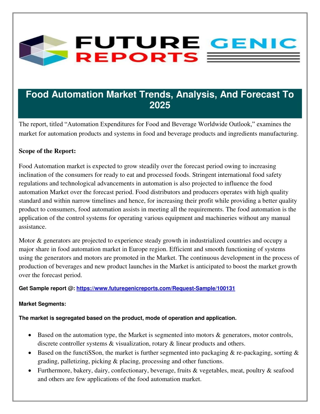 food automation market trends analysis