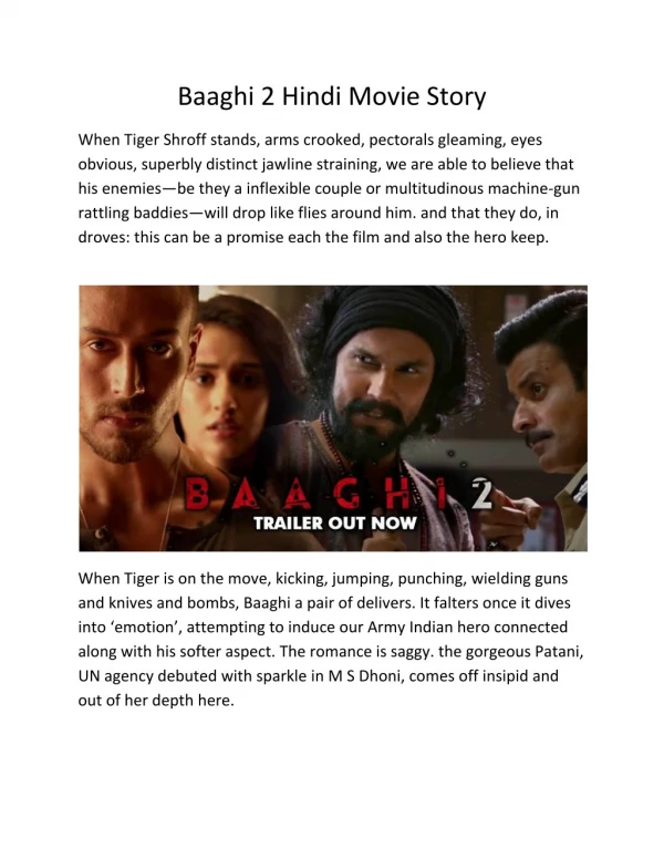 Baaghi 2 bollywood movie story