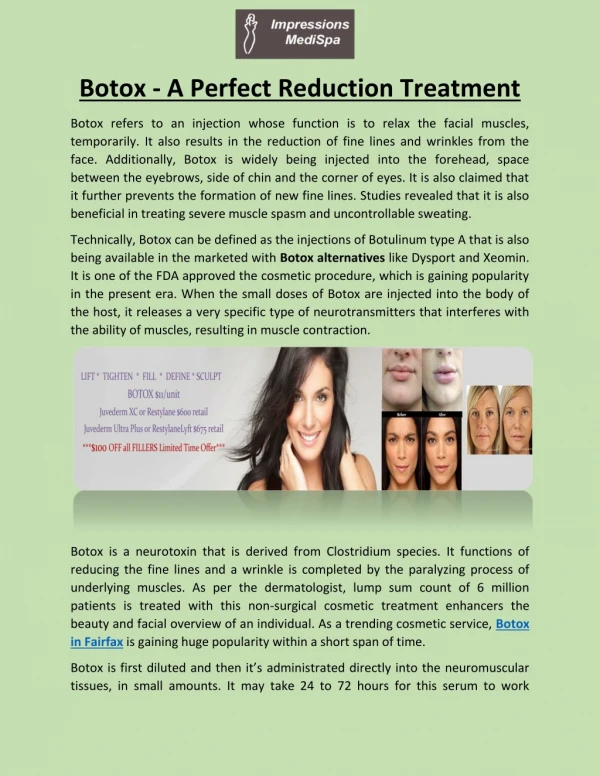 Botox - A Perfect Reduction Treatment