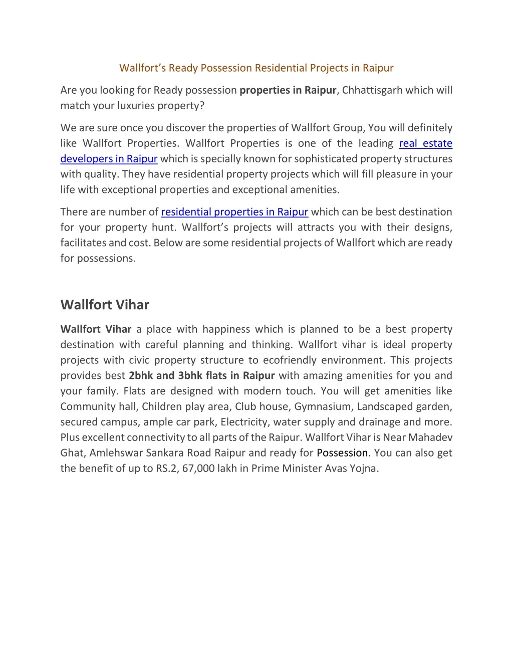 wallfort s ready possession residential projects