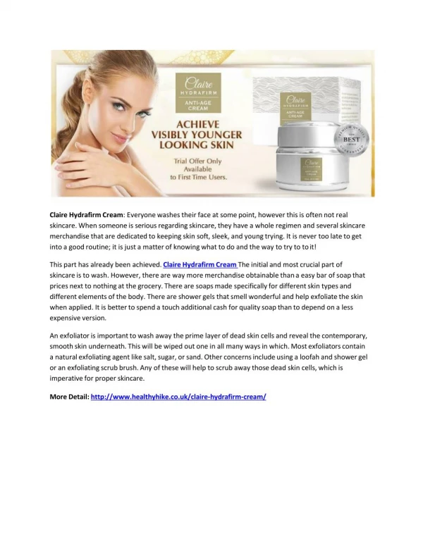Claire Hydrafirm Cream: Reduce Your Aging Effect