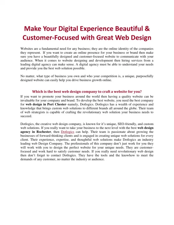 Make Your Digital Experience Beautiful & Customer-Focused with Great Web Design