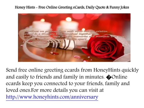 Honey Hints - Free Anniversary eCards & messages