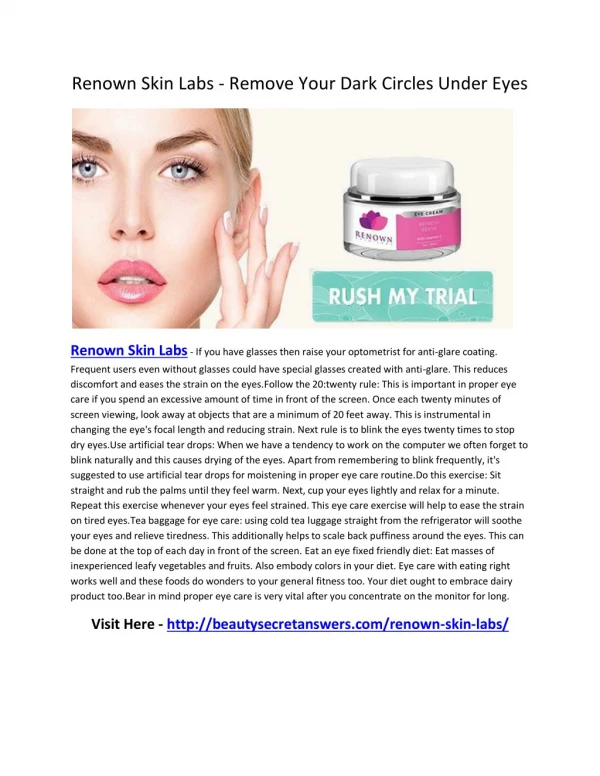Renown Skin Labs - Flush Out Bad Skin Tissues And Get Brighten Skin