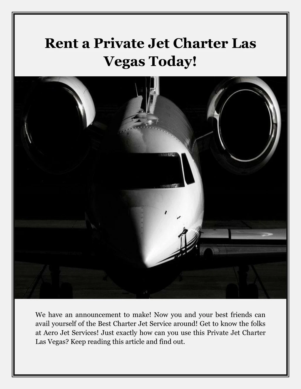 rent a private jet charter las vegas today