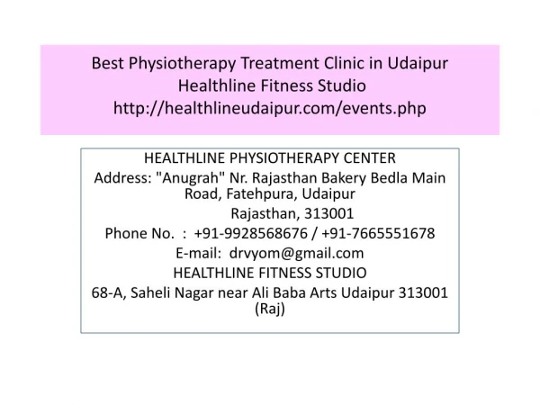 Best Physiotherapy Treatment Clinic in Udaipur Healthline Fitness Studio