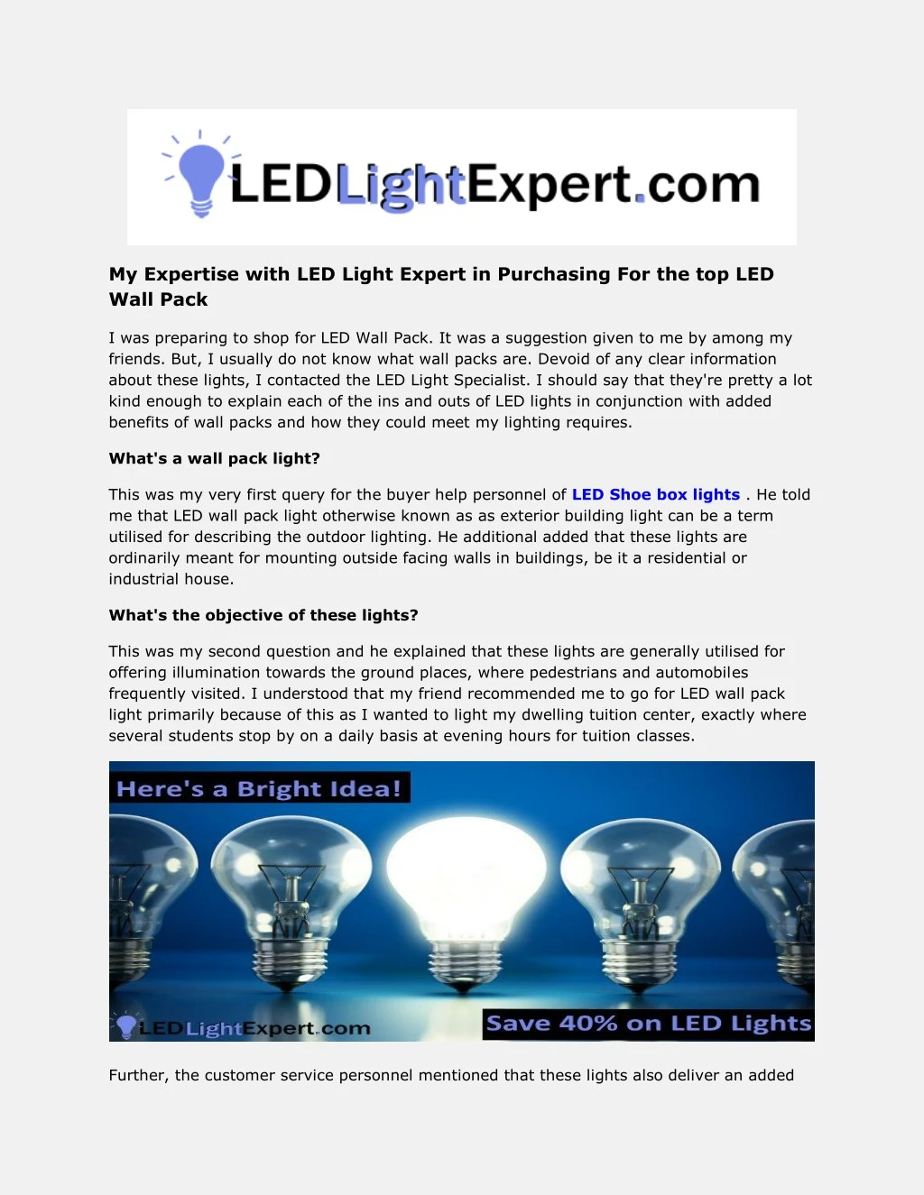 my expertise with led light expert in purchasing