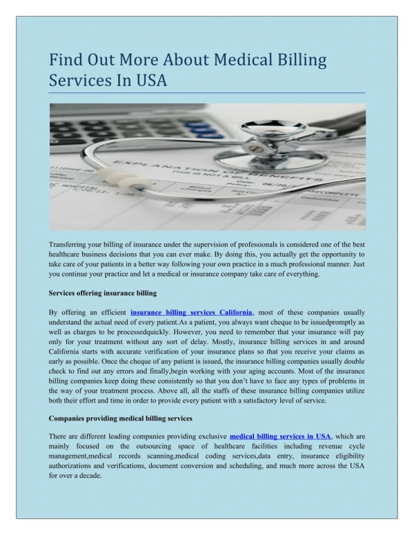 Find Out More About Medical Billing Services In USA
