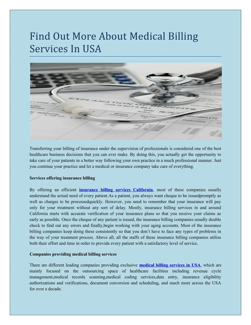 find out more about medical billing services