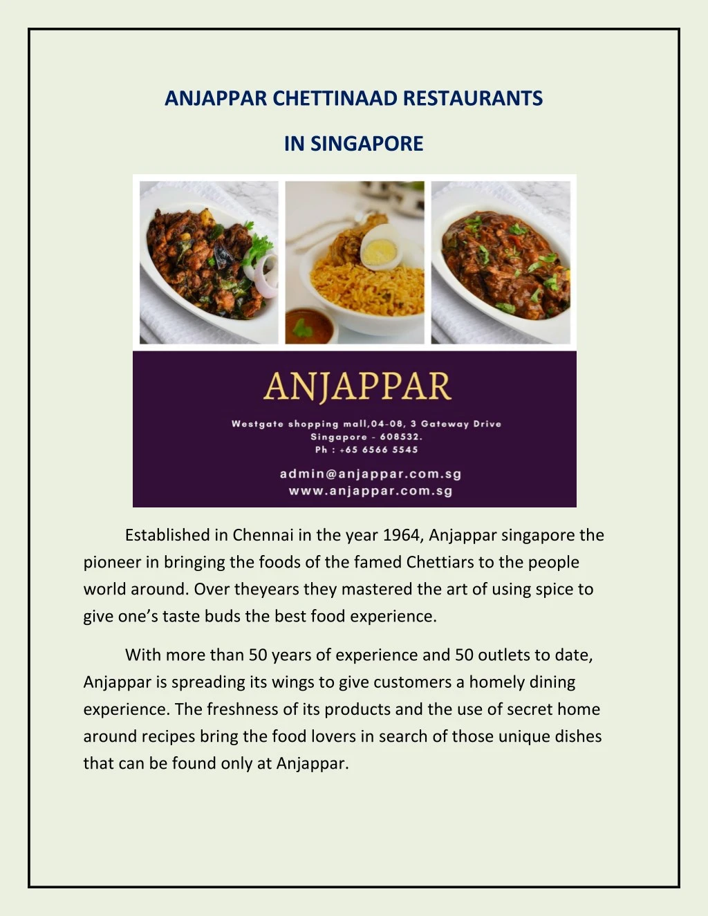 anjappar chettinaad restaurants