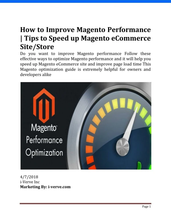 How to Optimize Magento performance