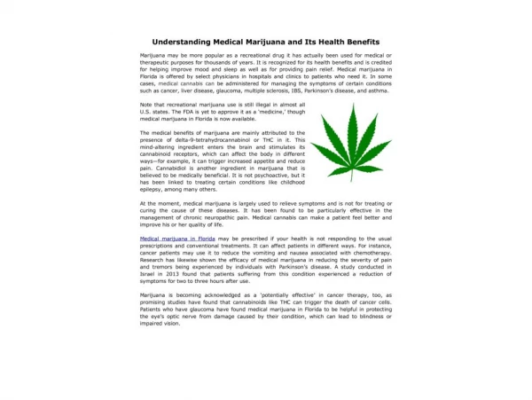 Understanding Medical Marijuana and Its Health Benefits
