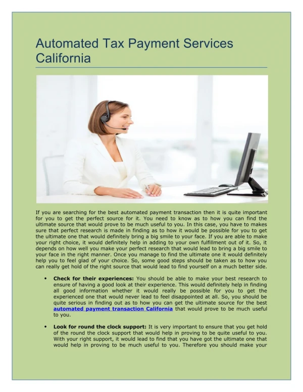 Automated Tax Payment Services California