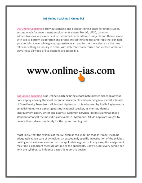 IAS Online Coaching | Online IAS