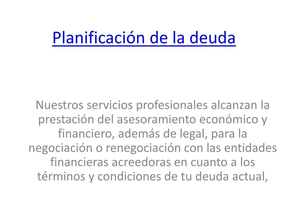 planificaci n de la deuda