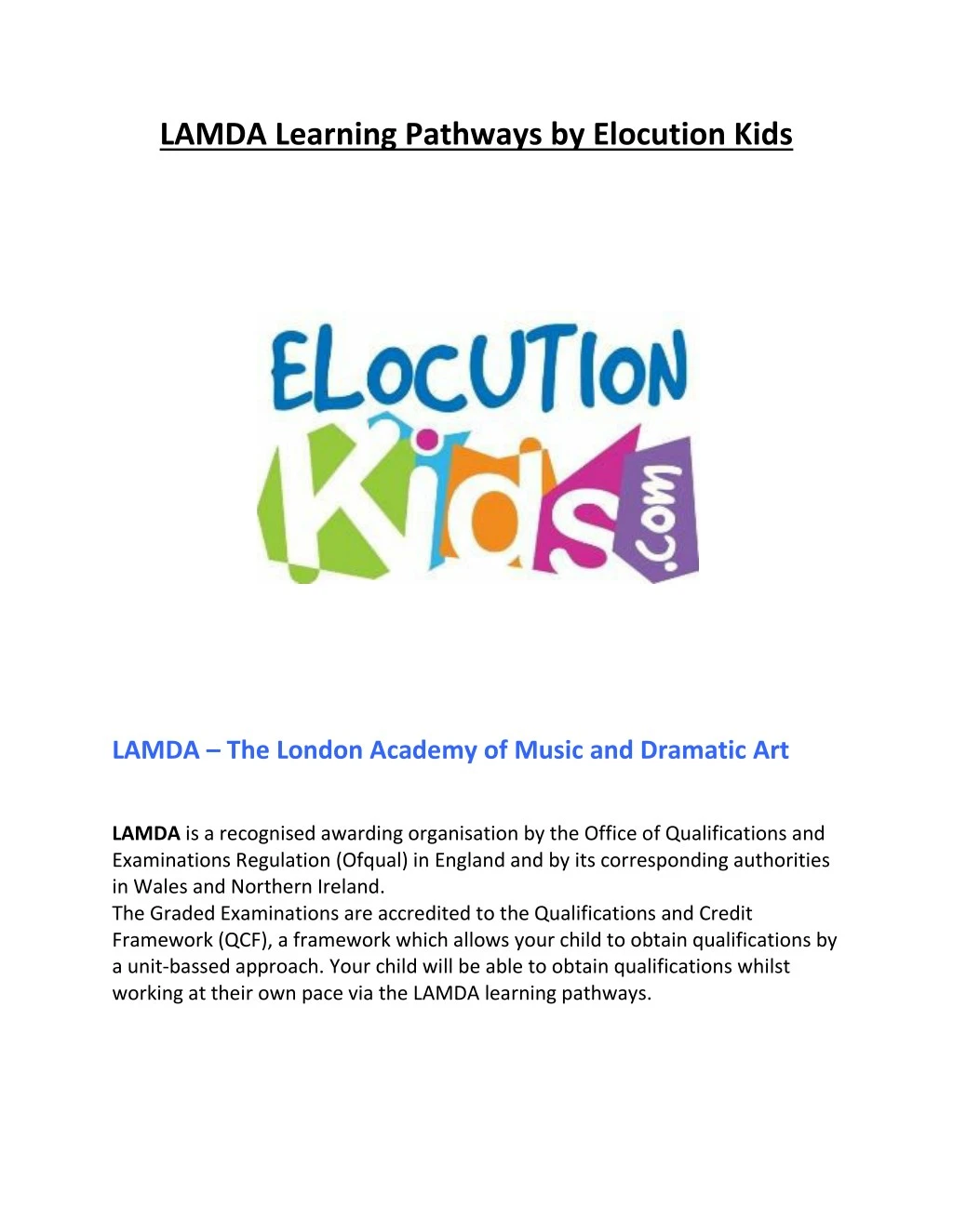 lamda learning pathways by elocution kids