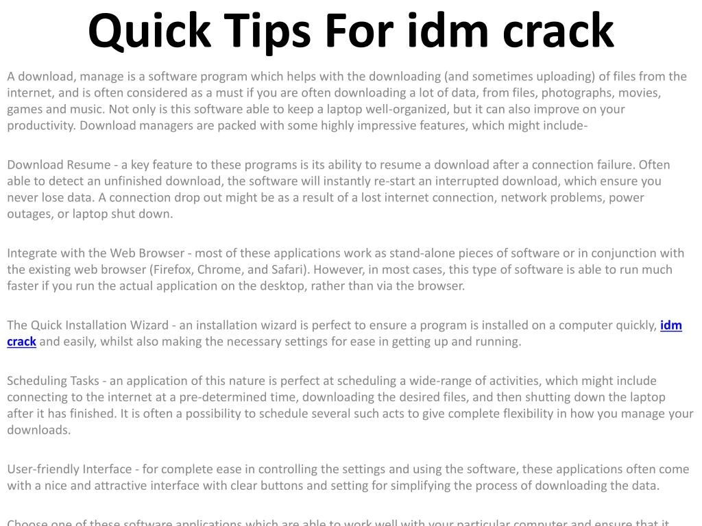 quick tips for idm crack