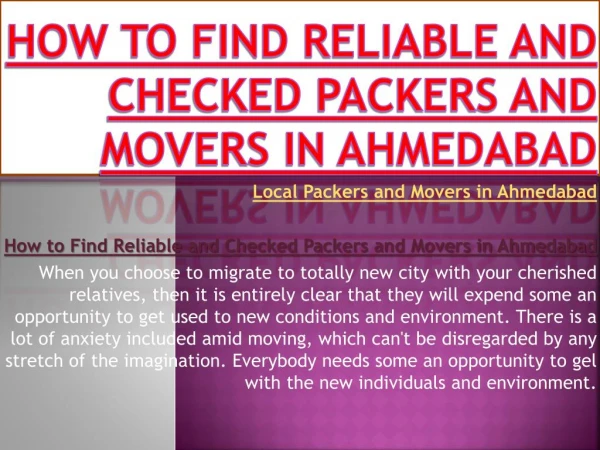 How to Find Reliable and Checked Packers and Movers in Ahmedabad