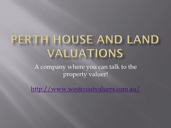 Perth House and Land Valuations