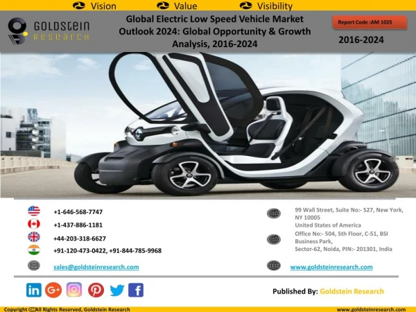 Global Electric Low Speed Vehicles (LSV) Market Outlook 2024: Global Opportunity And Demand Analysis, Market Forecast,