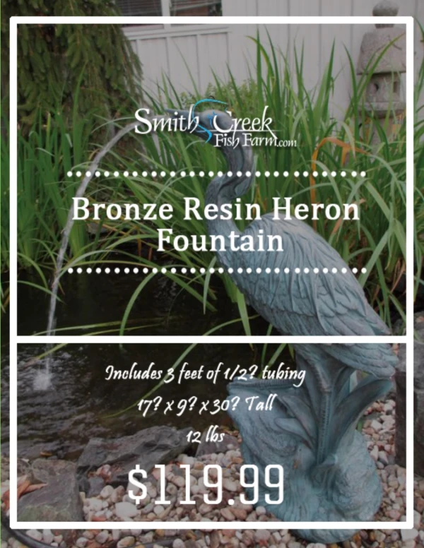 Bronze Resin Heron Fountain-Smith Creek Fish Farm