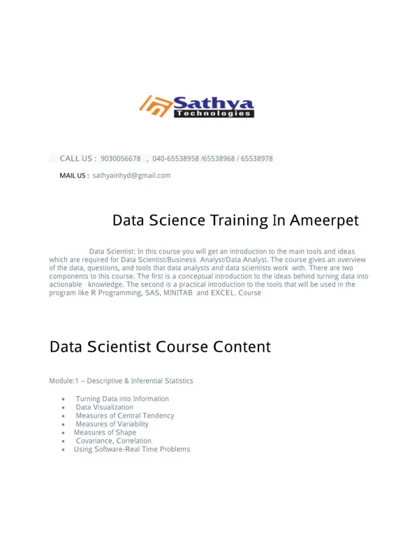 Data science training in USA