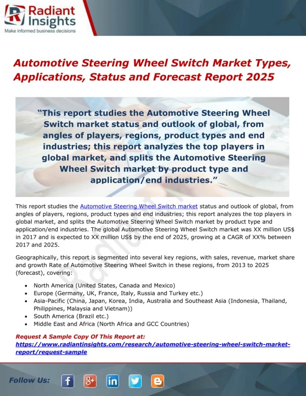Automotive Steering Wheel Switch Market Types, Applications, Status and Forecast Report 2025